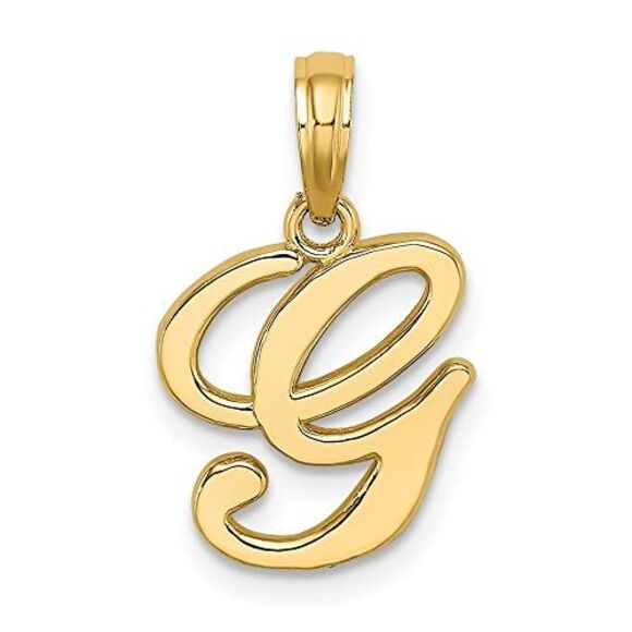 10K Yellow Gold Polished G Script Initial Charm - Picture 5 of 9